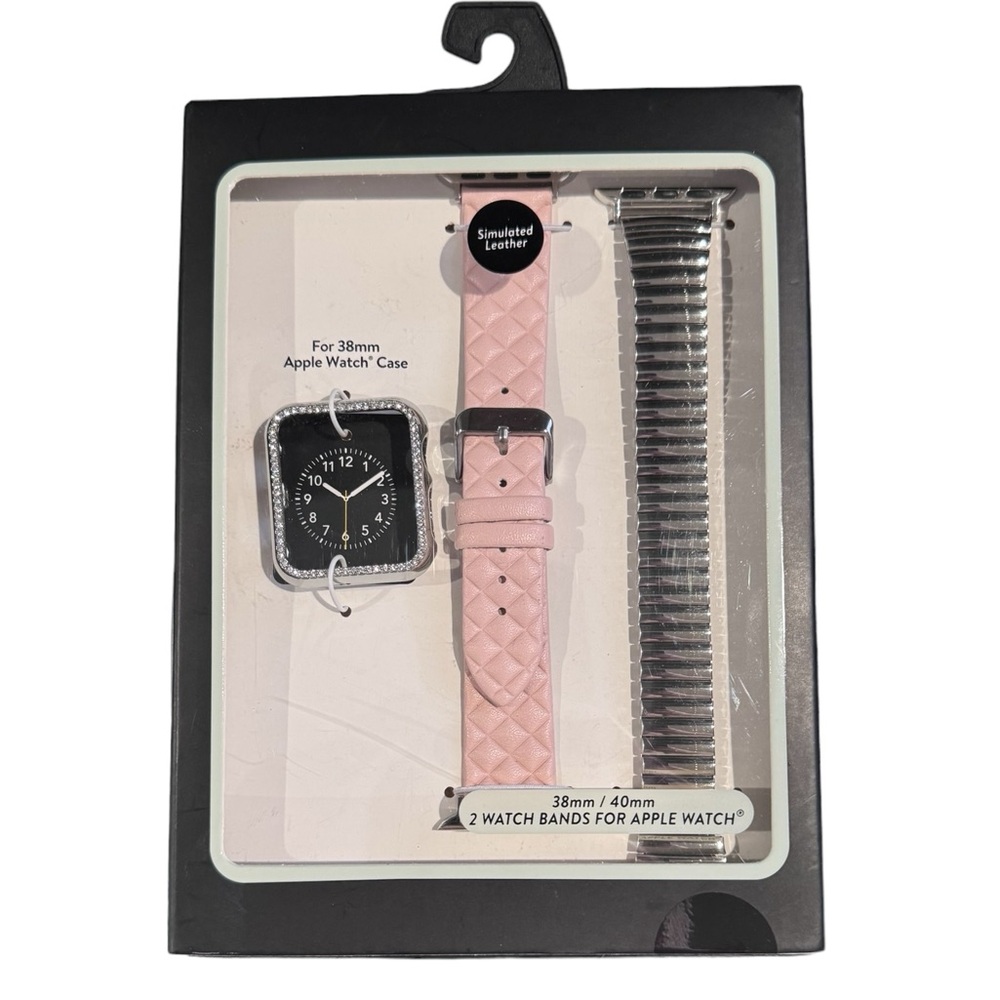Apple Compatible Watch Bands Silver & Pink set by Accutime